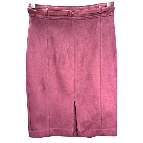 Ann Taylor Purple Faux Suede Belted Pencil Skirt Size 6 Classic Career - Picture 3 of 6